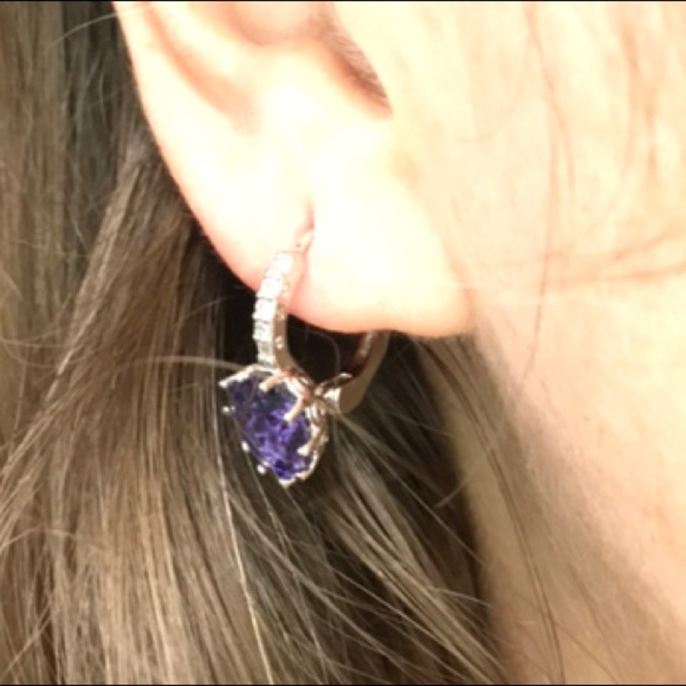 NEW!💙💎PURPLE💜ZIRCON!💎💙GORGEOUS HOOP EARRINGS! - Picture 3 of 7